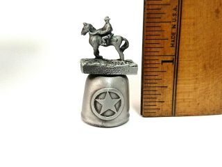 Rare Vintage Pewter Waco Texas Ranger Hall of Fame Thimble with Horse and Rider 2