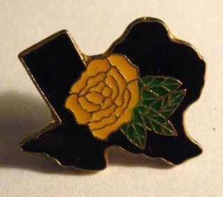 Yellow Rose Of Texas Lapel Pin - Vintage Legend Lone Star State Flower Tx Badge