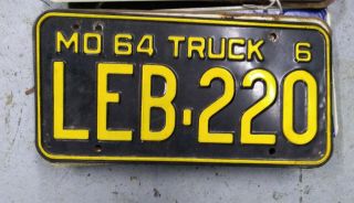 1964 Missouri Truck License Plate Leb 220 Man Cave Decor Shop Art Collectible