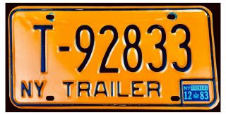 York 1983 Trailer License Plate T - 92833