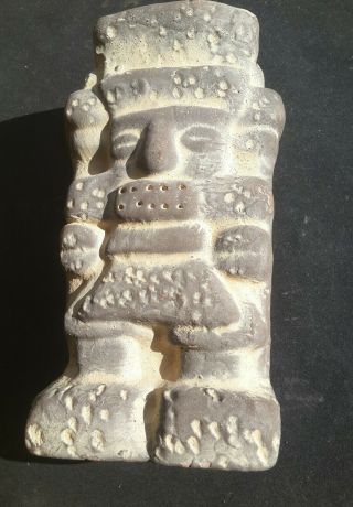 Pre Columbian Aztec Rain God Tlaloc Clay Figure Mexico Olmec Maya Water Deity
