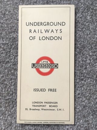 1933 London Underground Pocket Map - First Year Hc Beck Stunning