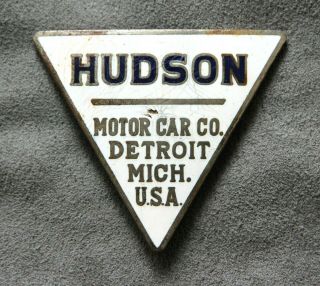 Hudson Motor Car Co.  Vintage Badge Emblem Hood Ornament Steering Wheel.  Copper.