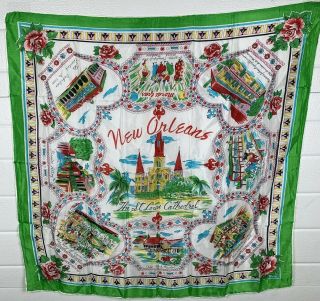 Orleans Scarf St Louis Cathedral Mardi Gras Square Colorful 31 " X30 "