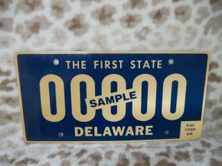 Delaware Metal License Plate Sample Plate Issue,  The First State