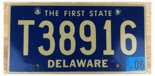 Delaware 2006 Trailer License Plate T38916