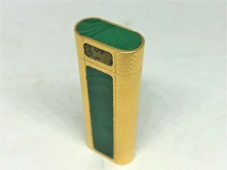 Auth Cartier K18 Gold - Plated 3 - Sides Malachite - Inlay Lighter Gold / Green