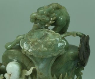 Cert ' d Untreated 2 Color Nature jadeite Jade Sculpture dragoncup 龙杯 q74811Q2H 3
