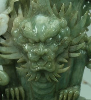Cert ' d Untreated 2 Color Nature jadeite Jade Sculpture dragoncup 龙杯 q74811Q2H 4