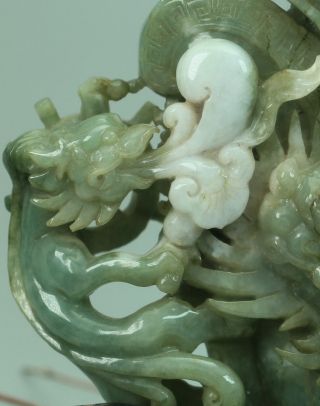 Cert ' d Untreated 2 Color Nature jadeite Jade Sculpture dragoncup 龙杯 q74811Q2H 5