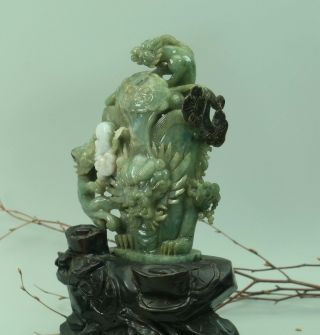 Cert ' d Untreated 2 Color Nature jadeite Jade Sculpture dragoncup 龙杯 q74811Q2H 6