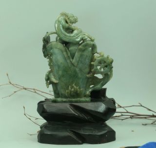 Cert ' d Untreated 2 Color Nature jadeite Jade Sculpture dragoncup 龙杯 q74811Q2H 8