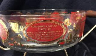 Cool rare Vintage mid century modern Gold Leaf & Red Bowls Chip and Dip Set 8
