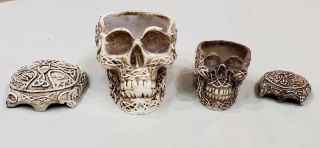 Vintage Celtic Tribal Resin 2 Nesting Skulls 3.  25 