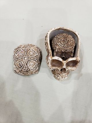 Vintage Celtic Tribal Resin 2 Nesting Skulls 3.  25 