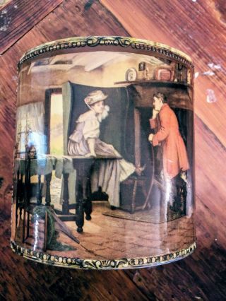 Antique Victorian Lady & Gentleman Violets Celluloid Collar Vanity Dresser Box