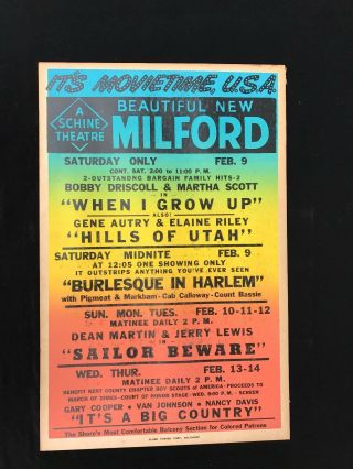 Black Americana Milford Theatre Delaware Movie Poster Segregation 1951 Autry
