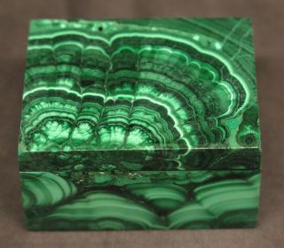 48mm 4.  2oz Natural Dark Green Malachite Crystal Carving Art Jewelry Box