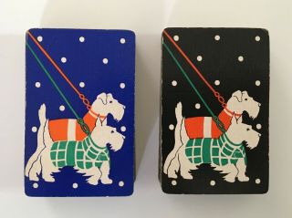 Vintage Double Deck Playing Cards Bridge Scotty Dog Terrier 1930s