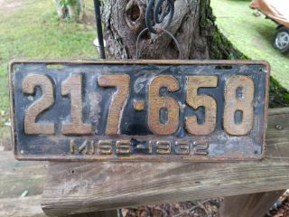Vintage Rustic 1932 Mississippi License Plate 217▪658
