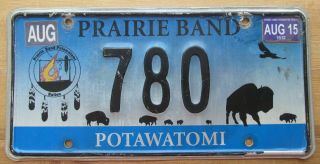 Kansas 2015 Potawatomi Prairie Band Indian Tribe License Plate (scarce) 780