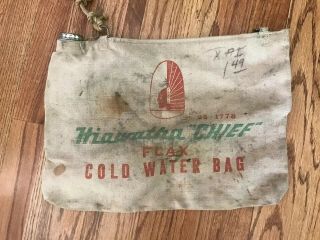Hiawatha Chief Flax Cold Water Bag - Vintage Railroad Auto Radiator Bag - Usa