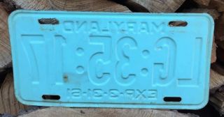 Vintage 1960 - 1961 Aqua Green Maryland MD License Plate Set LG:35:17 4