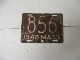 1948 48 Massachusetts Ma Mass Motorcycle Mc License Plate 856 Harley Bike
