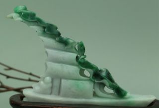 Fine Certified Green Natural A Jade Jadeite Statue Sculpture Ship 船 Q73184h