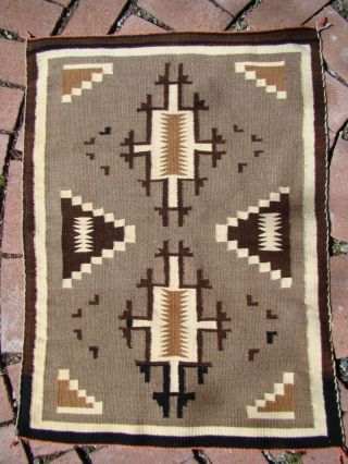 Fine Navajo Two Gray Hills Rug Small Native American Weaving