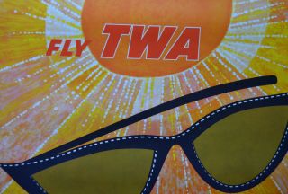 1960 David Klein Fly TWA Miami Florida Travel Poster 40 