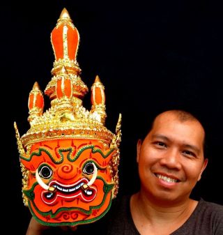Mask Khon Thai Handmade Ramayana Pinwheel Air Home Art Decor Collectible