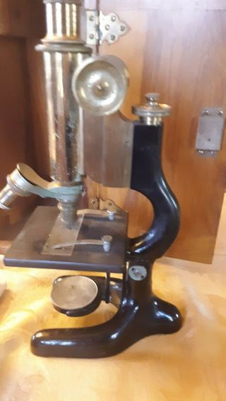 ANTIQUE BAUSCH & LOMB BRASS MICROSCOPE AND CASE 4