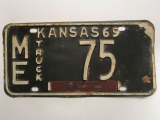 License Plate Truck Tag 1969 Kansas Me 75 [z268]