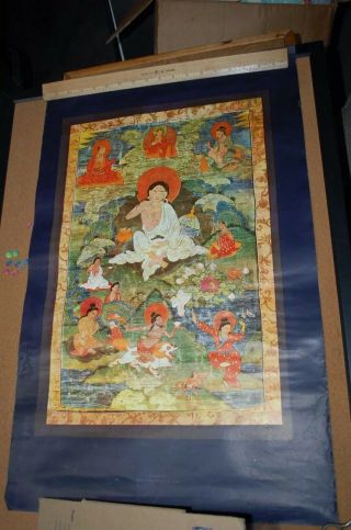 29 " Old Blessed Tibet Thangka Painting Onposter:milarepa Thankga Buddhism Tibet