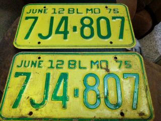 Vintage Missouri June 1975 Truck License Plates