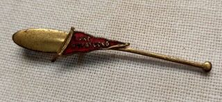 Lake Hopatcong Nj Early 1900s Souvenir Pin W/ Red Enamel Shaped Like A Boat Oar