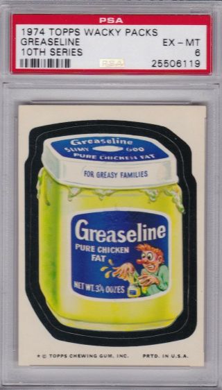 1974 Topps Wacky Packages Greaseline Psa 6 Ex/mt Series 10 Packs Centered