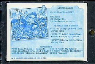 1986 Topps Garbage Pail Kids Series 5 Back Blue Line Proof Graffiti Petey