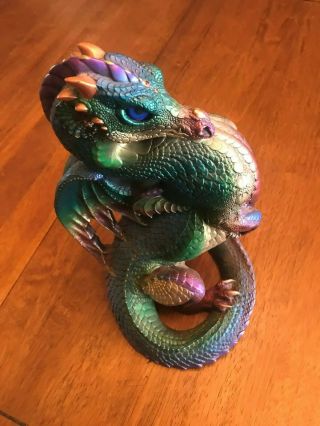 Large Windstone Editions Dragon Emperor Pena 1991 Rainbow Color 12 Inch Tall