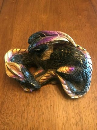 Large Windstone Editions Dragon Black Mother Pena 1985 And Tag