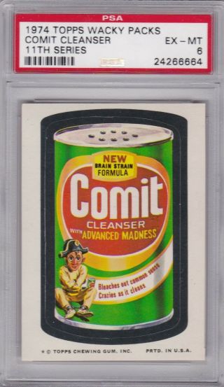 1974 Topps Wacky Packages Comit Cleanser Psa 6 Ex/mt Series 11 Packs - Tough