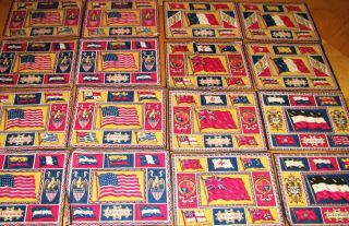 Antique Vintage Large Felt Tobacco Rugs Flags Country 16 Total