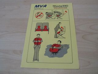 Mva Mississippi Valley Airlines Shorts 330 Safety Card Rare