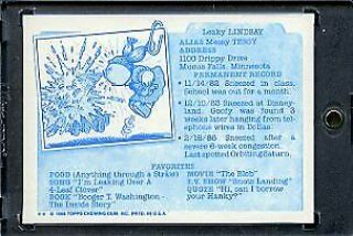 1986 Topps Garbage Pail Kids Series 5 Back Blue Line Proof Leaky Lindsay