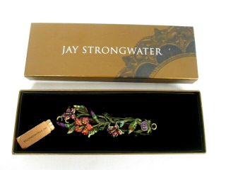 Jay Strongwater Hannah Mezuzah With Swarovski Crystals & Lily Flowers 5 " Mib