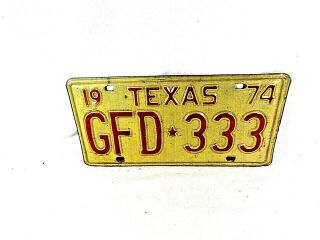 1974 Vintage Texas Personalized License Plate - Gfd - 333 Single One Only