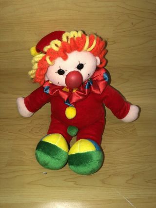 Vintage Commonwealth Toy Circus Clown 11 Inch Plush Doll Primary Colors