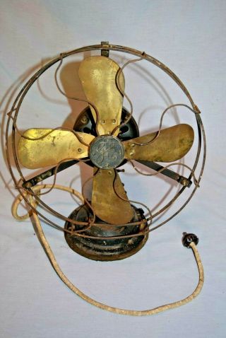 Antique General Electric 3 Speed Fan Brass Blades 12 Inches