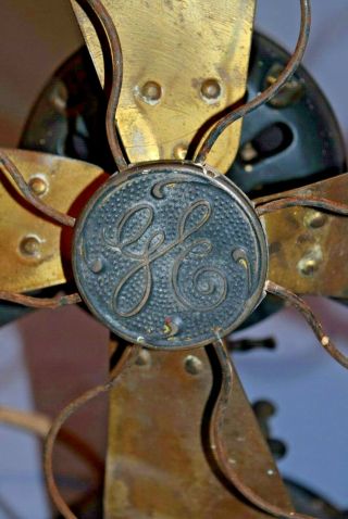 Antique General Electric 3 speed fan brass blades 12 inches 2